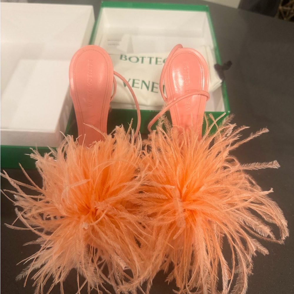 Bottega Veneta Coral Feathered Heels